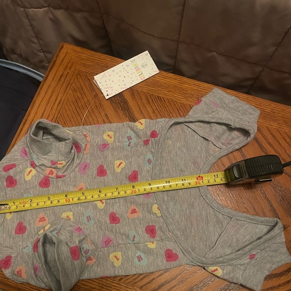 🆕 Valentines Hotel Doggy Dog Onesie Grey Conversation Hearts All Over Print PJs - Picture 11 of 13